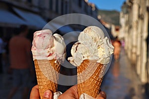 Stradun street with ice cream in Dubrovnik, Croatia photo