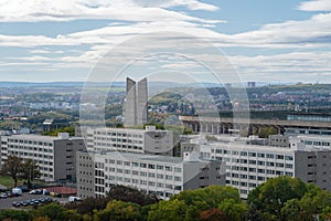 Strahov Tunnel Ventilation Tower and Great Strahov Stadium - Prague, Czech Republic