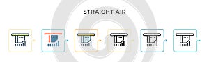 Straight air vector icon in 6 different modern styles. Black, two colored straight air icons designed in filled, outline, line and