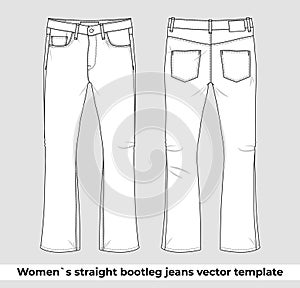 Straight bootleg jeans fit template for female photo