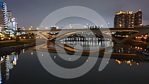 A straight bridge across the river