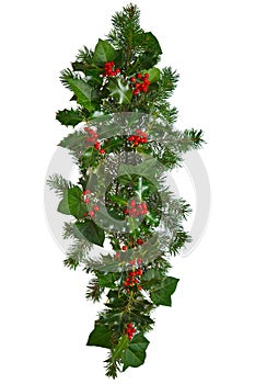 Straight Christmas garland isolated. photo