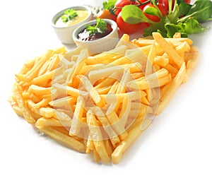 Straight Cut French Fries in Heart Shape with Dips