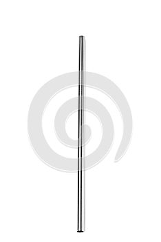 Straight Ecological stainless steel straw on a white background.