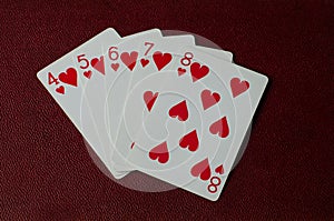 Straight flush of hearts