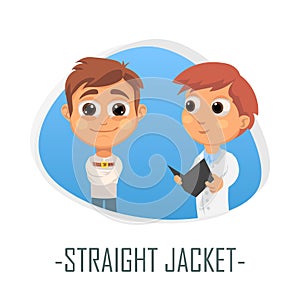 Straight jacket medical concept. Vector illustration.