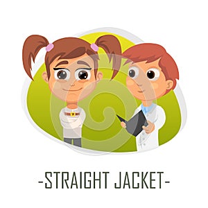 Straight jacket medical concept. Vector illustration.