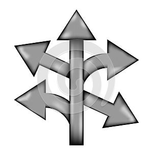 Straight, left and right arrow sign icon.