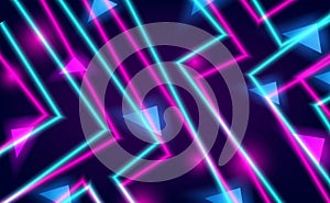 Straight line cyan and pink neon glow color for nightlife and technology background