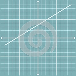 Straight line on graph page of blue color using x and y axis lines for education vector photo