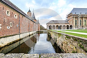 Straight moat between Alden Biesen castle and outer courtyard