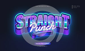 Straight Punch Text with Retro Style and Colorful Neon Effect