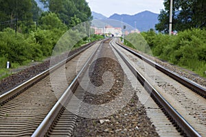 Straight railroad tracks