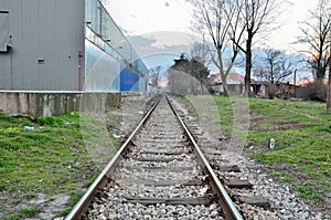 Straight railroad tracks