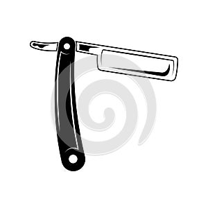 Straight razor knife icon design isolated on white background