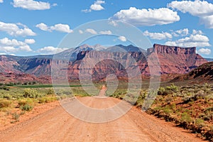 Straight road on Castle Valley, Moab, Utah