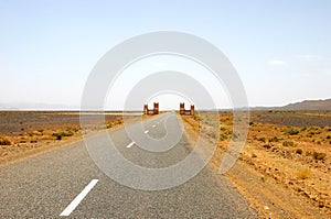 Straight road through the desert