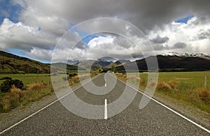 Straight road in New Zealand