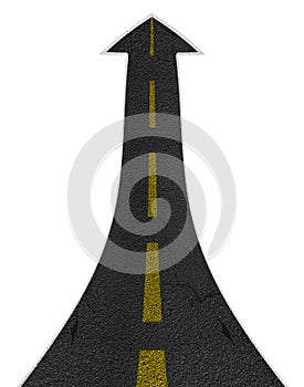 Straight road turning ascending arrow concept