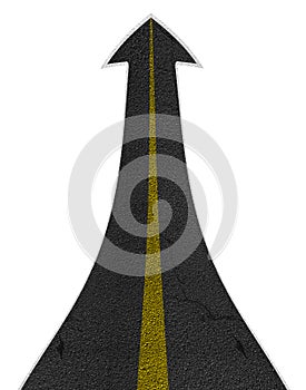 Straight road turning ascending arrow concept