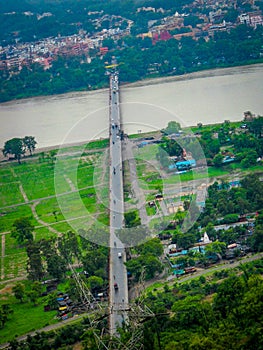 Straight road view from the top side. Road of Haridwar India from the mountain photo