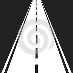 Straight road with white markings vector illustration. Highway r