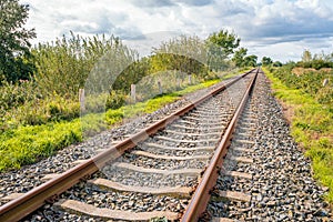 Straight single track rails seemingly endless