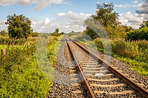 Straight single track rails seemingly endless