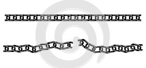 Straight Unbroken Tileable Chain and Wavy Broken Chain Silhouettes photo