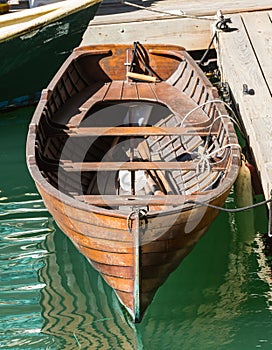 Straight View of Old Wooden Row Boat