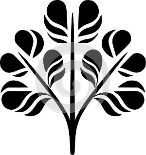 Eucalyptus - black and white isolated icon - vector illustration