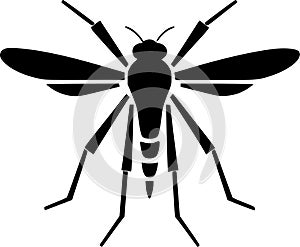Mosquito - black and white vector illustration