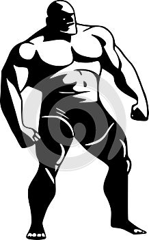 Wrestling - black and white vector illustration photo