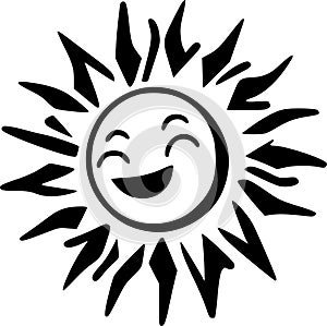 Sun - black and white isolated icon - vector illustration photo