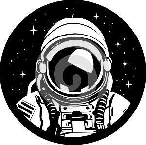 Astronaut - black and white isolated icon - vector illustration photo