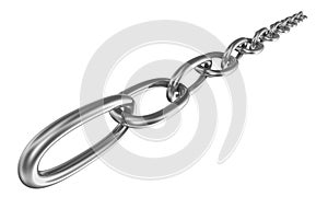 Strained chain from silver metal. Security and power concepts. Isolated on transparent png