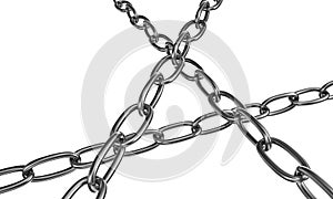 Strained chains from metal. Security and power concept photo