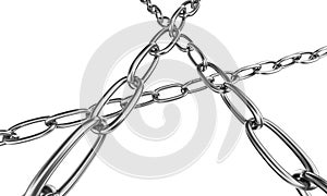 Strained chains from silver metal. Security and power concepts. Isolated on transparent png