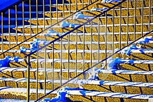 Strairs handrail and shadows at sunset