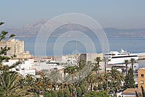 Strait of Gibraltar; two continents.