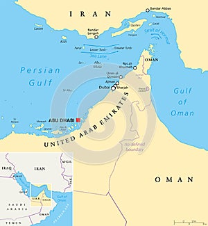 Strait of Hormuz, Abu Musa and the Tunbs Political Map photo