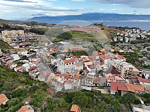 Strait of Messina seen from a small internal village in Sicily: Tipoldo