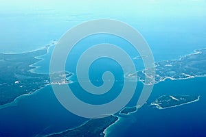 The Straits of Mackinac from 40,000 Feet - Mackinac Bridge and Mackinac Island