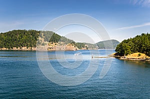 Straits Between Wooden Islands on a Sunny Day