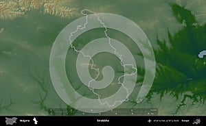 Straldzha outlined, Bulgaria. Physical