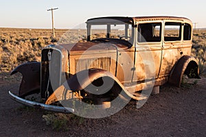 Stranded car in Petrified Forest National Park