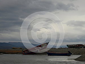 Stranded fishing boats