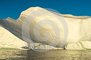 Stranded icebergs at the mouth of the Icefjord near Ilulissat, G