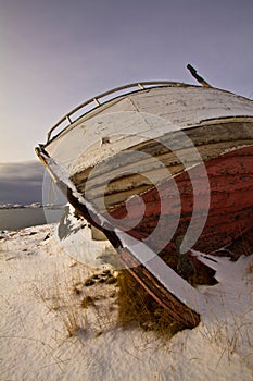 Stranded old fishing boat