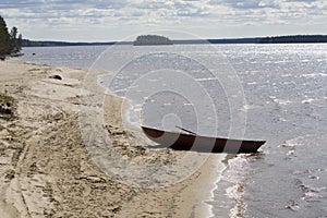 Stranded row-boat on a beach